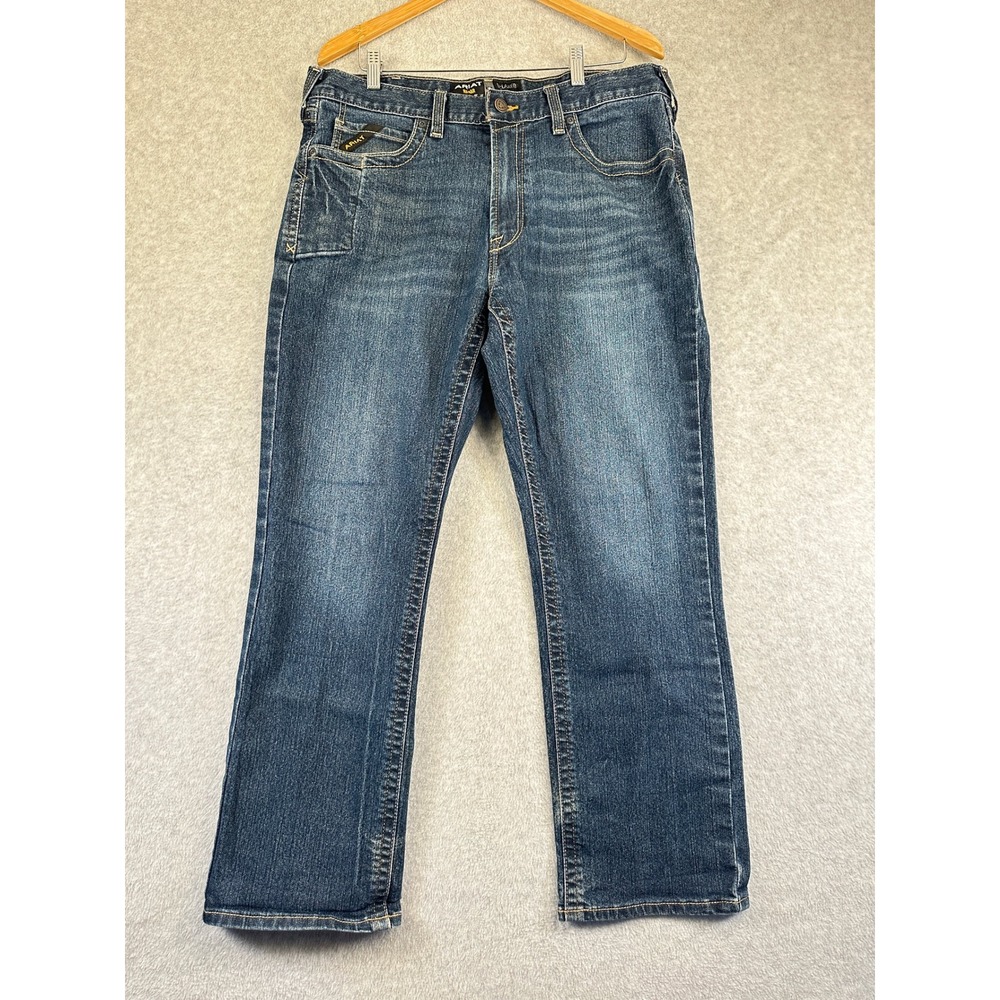 Ariat M4 Relaxed Boot Cut Jeans Mens 36x32 Blue Cotton Denim